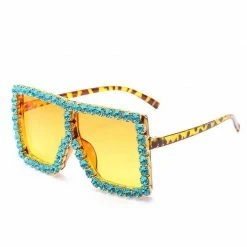 CHINA WHAT'S NEW BLING SUNGLASSES - AQUA/YELLOW