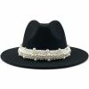CHINA FEDORA HAT WITH PEARLS - BLACK WHAT'S NEW