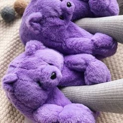 CHINA TEDDY BEAR SLIPPERS - PURPLE