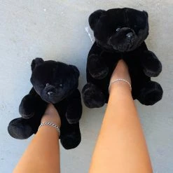 CHINA TEDDY BEAR SLIPPERS - BLACK WHAT'S NEW